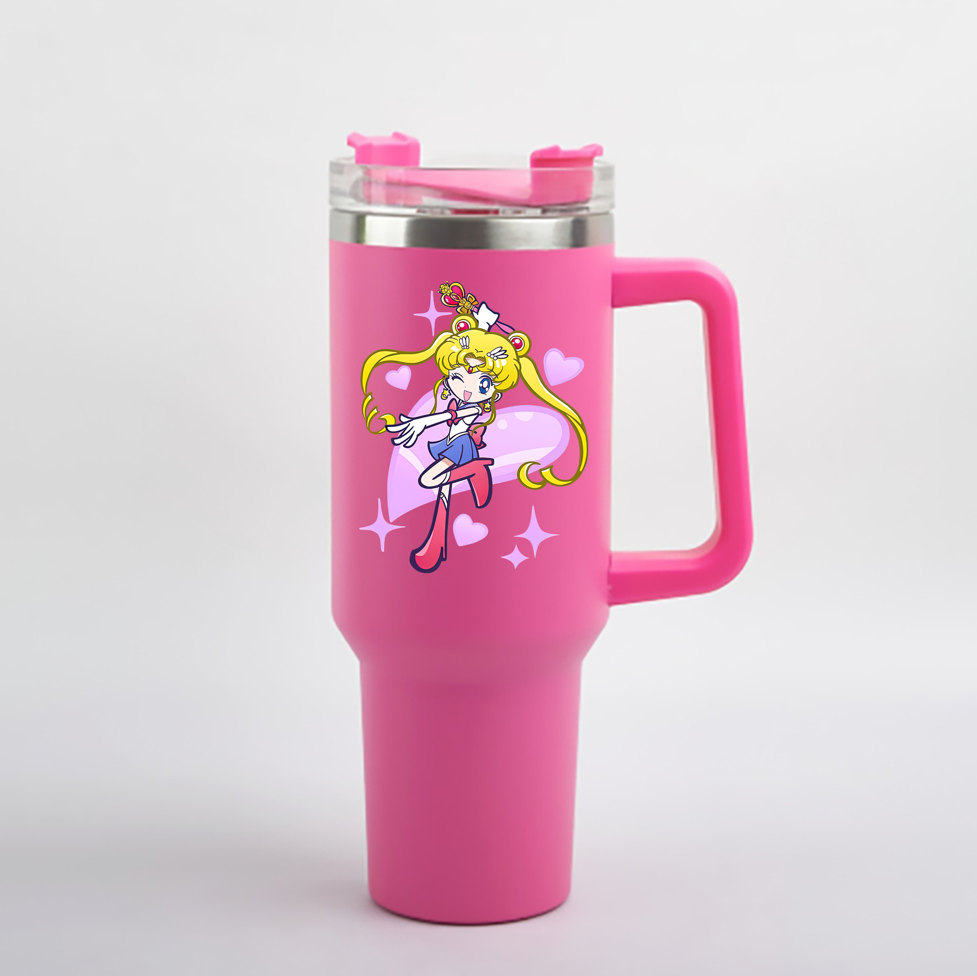 （画像用） 美少女戦士セーラームーン 月野 うさぎ つきの うさぎ Sailor Moon Tsukino Usagi 1200mL車用タンブラー - クリスタルステッカー（プラスチックストロー付き）